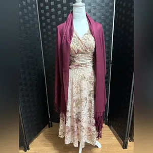 Wine Burgandy Pashmina Shawl Wrap Scarf Wedding Bridesmaid Evening Dress Elegant thumbnail 3