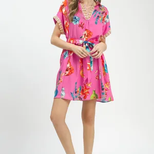 Umgee Floral Print Mini Dress with Belt‎ thumbnail 4
