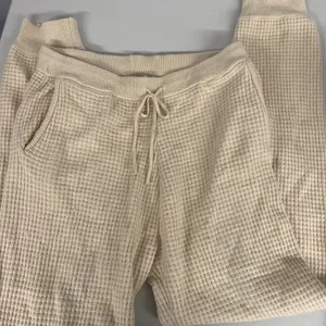 Nia Waffle Knit Stretch Joggers Cream Beige Tan Sz Large L Tall Longer Length thumbnail 2