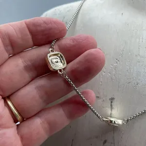NWT MX Signature Gold Plated choker with square decor CZ pendants thumbnail 5