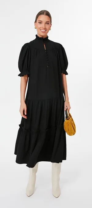 Tuckernuck Pomander Place Black Selena High Neck Maxi Dress Sz M thumbnail 1