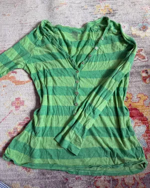 Old Navy Green Striped Long Sleeve Top thumbnail 1