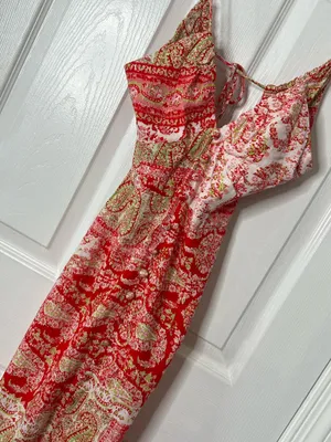 Zara Paisley Slip Midi Dress Front Slit Boho Beachy Coquette Festival Summer Size S thumbnail 5
