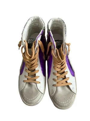 GOLDEN GOOSE Women’s Slide Purple Silver Hi Top Sneakers Size 39 / US 9 thumbnail 2