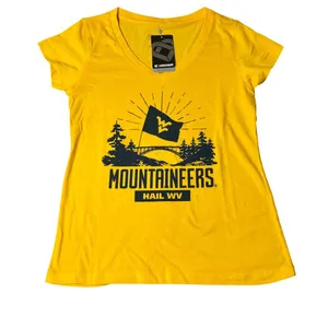 Colosseum West Virginia Mountaineers Tee Womens S Yellow V Neck T Shirt‎ Short Sleeve NEW thumbnail 1