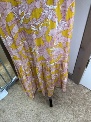 Knox Rose Square Neck Flutter Cap Sleeve Maxi‎ Dress Yellow Pink Floral Tropical thumbnail 7