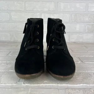 Dr Scholls Ankle Booties Womens 9 M Black Faux Suede Wedge Lace Up Zipper Nelly thumbnail 7