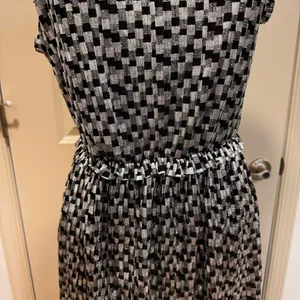 Zara Womens Black Silvered Checkered Dress S Metallic Rock Glam Cocktail Party thumbnail 3