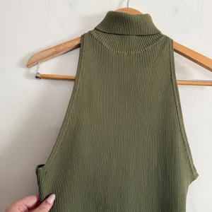 MESHKI Olive Green Rib Knit Turtleneck Sleeveless Midi Dress Extra Large Bodycon thumbnail 3