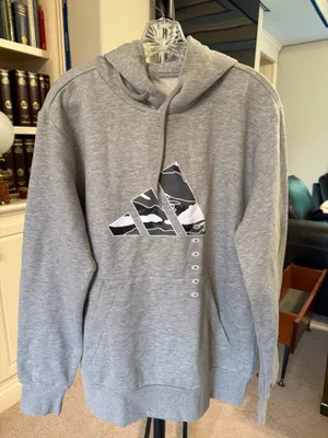 Adidas Grey Camo Graphic Print Hoodie thumbnail 1