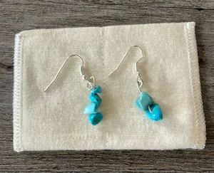 Women’s Turquoise Stone Dangle Earrings, Silver Tone Blue thumbnail 1