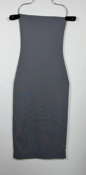 Babaton Contour Strapless Midi Dress Gray Bodycon Tube Dress Size S thumbnail 1
