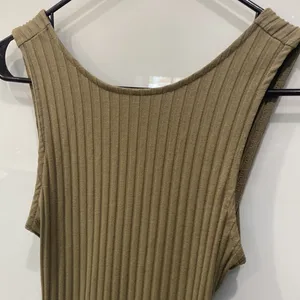 Dark Green Bodycon Stretchy Sleeveless Y2K Dress F21 Sz M thumbnail 2