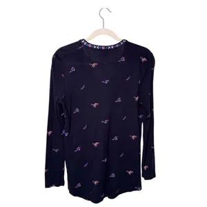 Lucky Brand Black Colorful Floral Embroidered Tunic Top Size S thumbnail 2