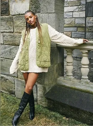Free People NWT We The Free Billie Quilted Vest Moss‎ Green OB1510076 Women's S thumbnail 1