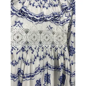 ASOS EDITION White Blue Embroidered Maxi Dress Lace Long Sleeve US 2 . thumbnail 5