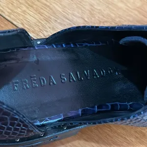 Freda Salvador Croc-Embossed studs Laceless Wear D'Orsay Oxford‎ Flats size 7 thumbnail 9