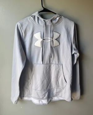 Under Armour Loose Fit Gray Logo Pullover Hoodie Size Medium thumbnail 1