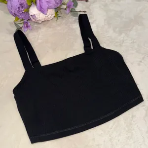 Aerie Offline Black Ribbed Bra Top thumbnail 4