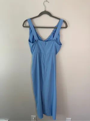 Abercrombie & Fitch Cinched Neck Slip Midi Dress Blue Medium Petite thumbnail 3