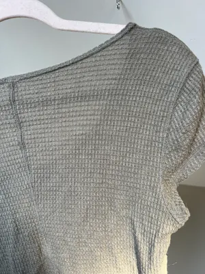 Free People Green Gray Waffle Tee thumbnail 6