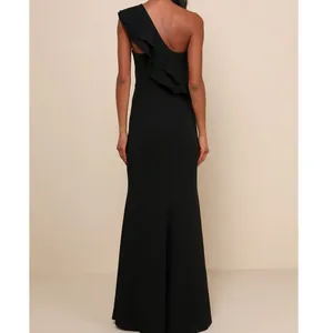 NEW Lulus Grand Beauty Black Ruffled One-Shoulder Mermaid Maxi Dress Large thumbnail 4