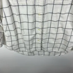 Madewell Button‎ Up Collared Checkered Top Women’s Size Medium White Cotton Wool thumbnail 4