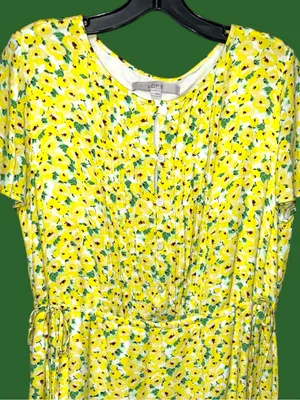 Loft brand adorable Yellow Floral Short-Sleeve Midi Dress thumbnail 5