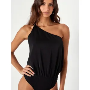 Lulus Stylin' Babe Black One-shoulder Cowl Back Bodysuit Women's Size S thumbnail 3