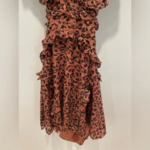 Bardot Leopard‎ Frill Cut Out Mini Dress Size 12/XL thumbnail 6