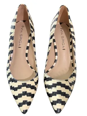 Via Spiga Snake Skin Black and Cream‎ Kitten Heel Sz 6M thumbnail 1
