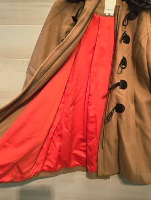 {6} Anthropologie Elevenses Removable Faux Fur Toggle Peacoat In Camel thumbnail 12