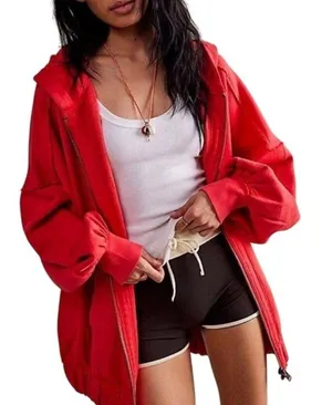 FREE PEOPLE Lucky Zip Up Slouchy Hoodie Jacket Size M New w/o Tag MSRP $148 SOO thumbnail 1