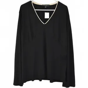 Central Park West Black Long Sleeve V-Neck Blouse Plus Size 2X thumbnail 2