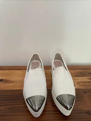 Miu Miu White Metallic Cap-Toe Leather Platform Sneakers Size 37.5 thumbnail 3