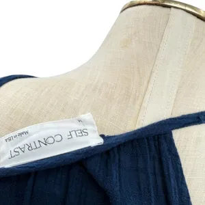 Self Contrast Navy Gauze Halter‎ Tiered Midi Dress Boho Sleeveless Size Medium thumbnail 8
