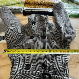 Guess Women’s Wool‎ Blend Herringbone Tailored Double Breasted Pea Coat Gray Sm thumbnail 11