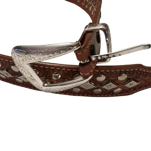 Concho Cowgirl Leather Belt with Silver Studded Hardware thumbnail 4