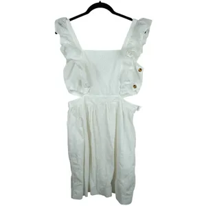 Madewell Eyelet Ruffle Mini‎ Dress 8 White Cutout Cotton Summer Boho Romantic thumbnail 4
