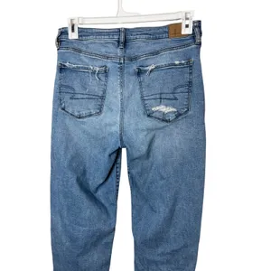 American Eagle Slim Straight‎ Jeans Distressed Ripped Raw Hem Size 12 thumbnail 6