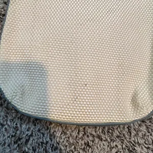 Etienne Aigner‎ Blue Leather Trim Woven Crossbody Bag Horseshoe Logo Cream thumbnail 4