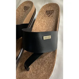 REEF Cushion Sol Hi Platform Flip Flop Sandals Black Tan Womens 9 Cork Wedge EUC thumbnail 11