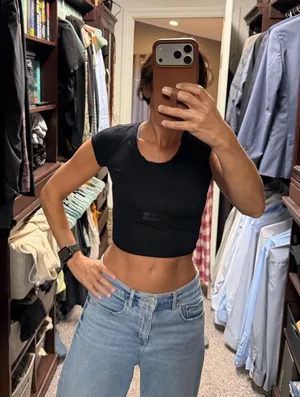 Black Fitted Crop Top - Short Sleeve Women's Tee thumbnail 1
