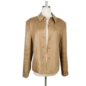 Vintage Talbots Faux Suede Jacket Womens Camel‎ Tan Button Front Blazer Lined thumbnail 3