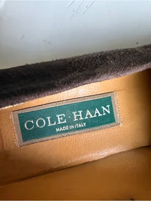 Cole Haan Brown Suede Leather Heeled Loafers Size 7B thumbnail 3