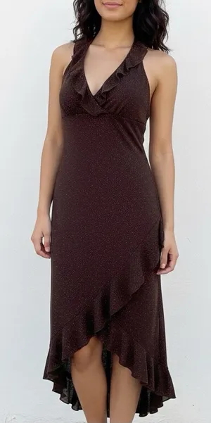 Vintage 90s Y2K Rampage Glitter Halter Ruffle Dress thumbnail 1