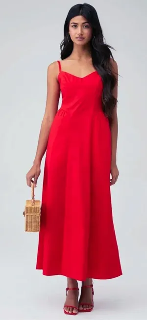 Show Me Your Mumu Allegra Midi Dress Womens M Red Spaghetti Strap Pockets FLAW thumbnail 1