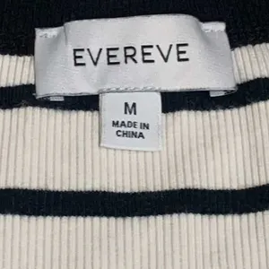 Evereve Tank Top Womens Medium White Black Striped Ribbed Sleeveless Layering thumbnail 2