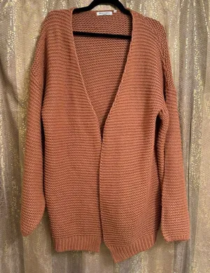 Brave Soul London Burnt Orange Knit Oversized Chunky Cardigan Sweater L/16 thumbnail 1