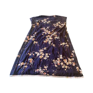 Garnet Hill Organic Cotton Navy Cherry Blossom Floral Cap Sleeve‎ Dress M thumbnail 4